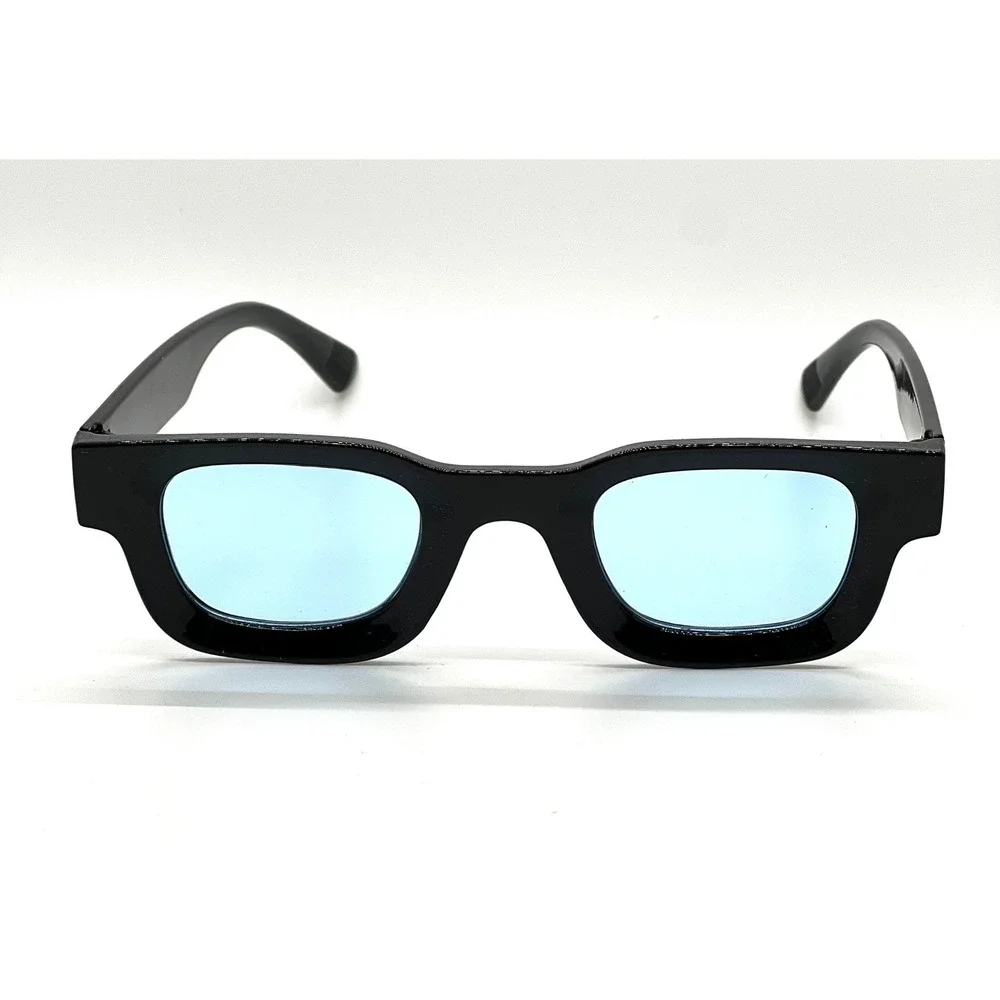 Square Sunglasses Blue Lens Black Frame Mens Fashion Sun Glasses Classic Lentes‎